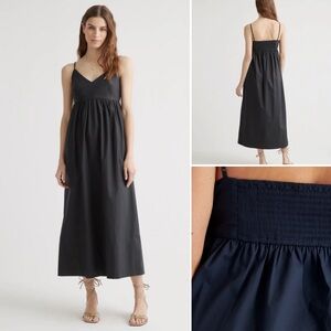 Quince Navy Organic Cotton Maxi Dress